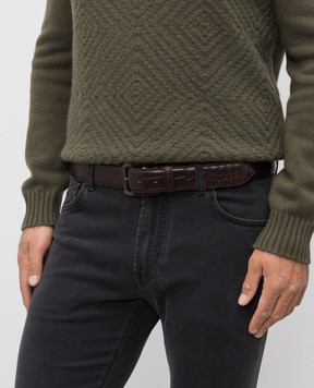 Cashmere&Whiskey Коричневий ремінь зі шкіри крокодила BELTMATTLEATHER