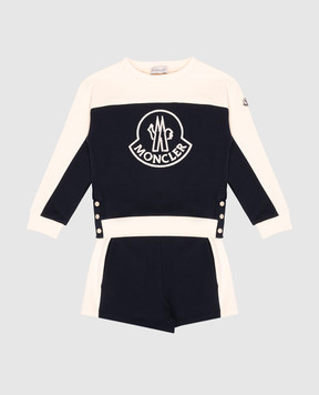 Moncler ENFANT Дитячий бежевий костюм із світшота і шортів з вишивкою логотипа 8M00008809AG810