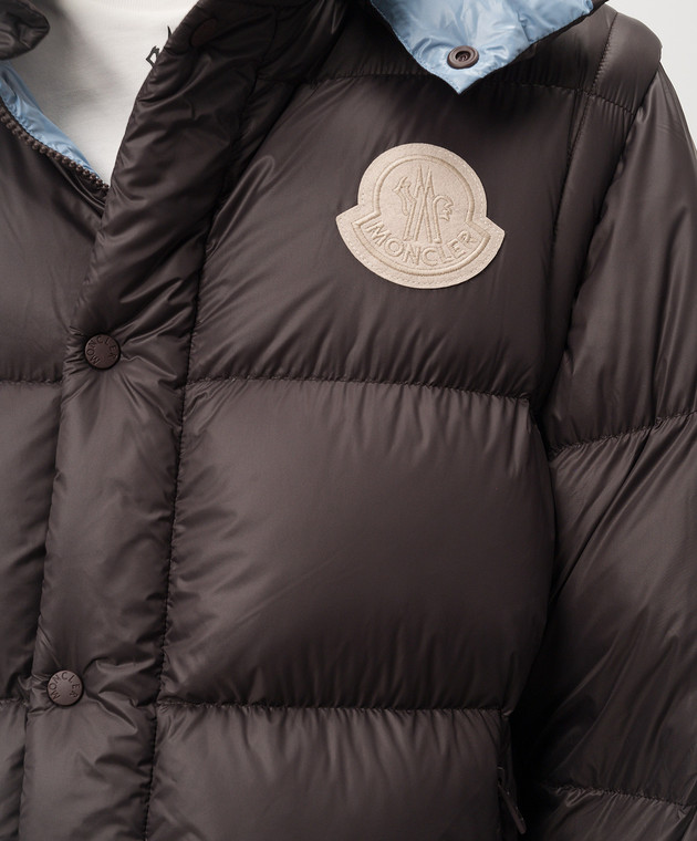 Moncler - Коричневая пуховая куртка Cyclone со съемными рукавами