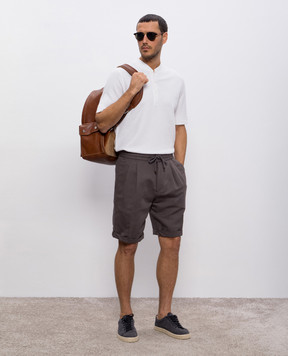 Brunello Cucinelli Белая футболка с леном в рубчик MW8591355