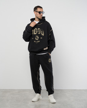Dolce&Gabbana Черные джогеры с геральдическим принтом логотипа DG GV3CXTG7NQD