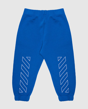 Off-White Детские синие джогеры с принтом логотипа OBXD001S25FLE001