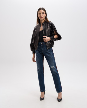 Dolce&Gabbana Сині комбіновані джинси з металевим логотипом DG FTBUWDG8BB2