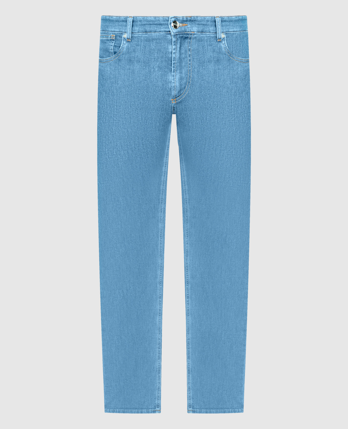 Голубые джинсы с вышивкой и патчем логотипа