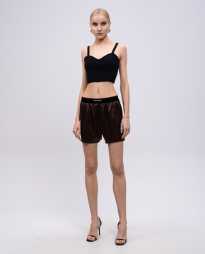 Tom Ford Коричневые шорты из шелка с нашивкой логотипа. SH0021FAX881