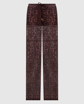 Twinset Коричневые брюки клеш с пайетками 251LB2QBB