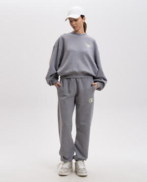 Off-White Серые меланжевые джогеры с вышивкой логотипа OWCH006S25FLE001