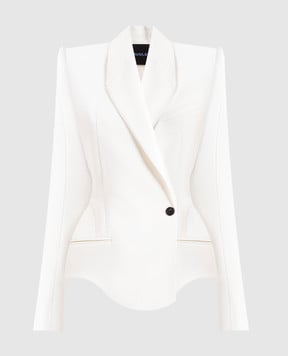 Thierry Mugler Белый двубортный жакет с шерстью 25P1VE0390196
