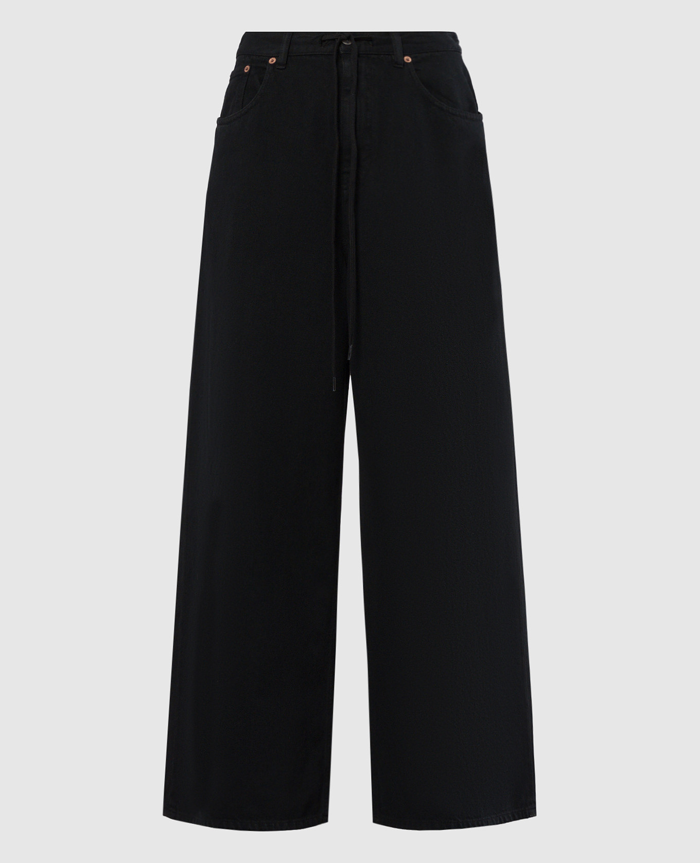 

Черные джинсы с логотип патч, Черный, Широкие джинсы