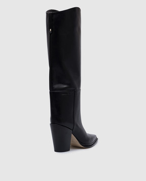 Jimmy Choo Чорні шкіряні козаки Cece 80 з логотипом CECE80SLQ