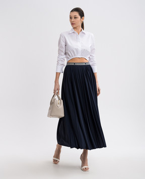 Max Mara Weekend Синя спідниця-плісе з логотипом BLEU