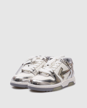 Off-White Серебристые кожаные кроссовки Оut Оf Оffice OWIA259F24LEA00C