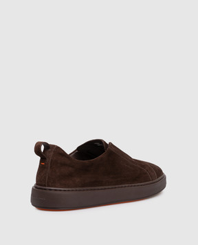Santoni Коричневі замшеві сліпони з тисненням логотипа MBCD21995SMOTSEY