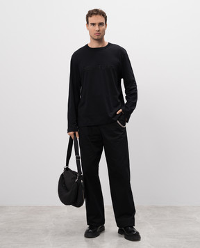 Helmut Lang Черный лонгслив с вышивкой логотипа O06HM511