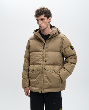Stone Island Коричневый пуховик с логотипом 811540723