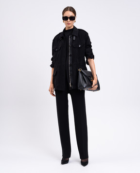 Tom Ford Чорний светр з кашеміру і шовку з логотипом MAK1396YAX938