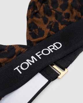 Tom Ford Коричневый лиф в анималистичный принт с логотипом. BRJ009JEP030