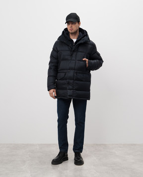 Moncler Синий пуховик с нашивкой логотипа J20911C0001557843
