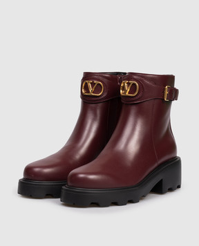 Valentino Бордові шкіряні черевики з емблемою VLogo 7W2S0MT5BEK