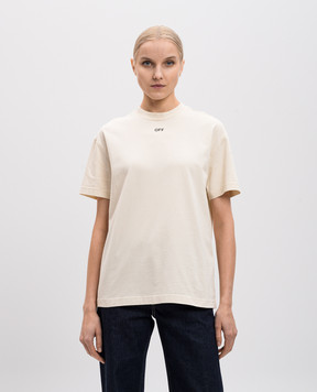 Off-White Жовта футболка з принтом Cloud arrow OWAA089S25JER005
