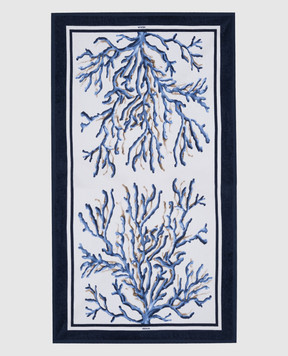 ISAIA Синее полотенце из шелка в брендовый узор TELO02COT01