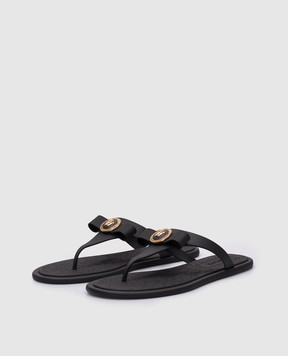 Versace Черные шлепанцы с металлической эмблемой Medusa 10187891A10983