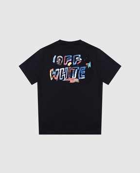 Off-White Детская чёрная футболка Watercolor Arrow OBAA002S25JER00C