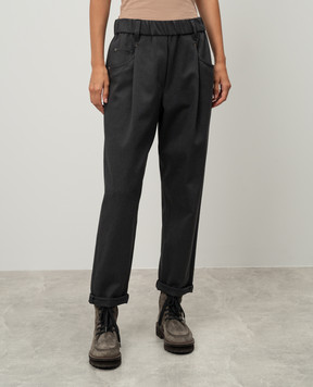 Brunello Cucinelli Серые брюки с цепочкой мониль MP126P8417