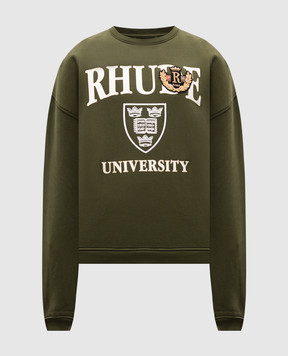 Rhude Зеленый свитшот OXFORD с принтом логотипа RHFW24ST05012