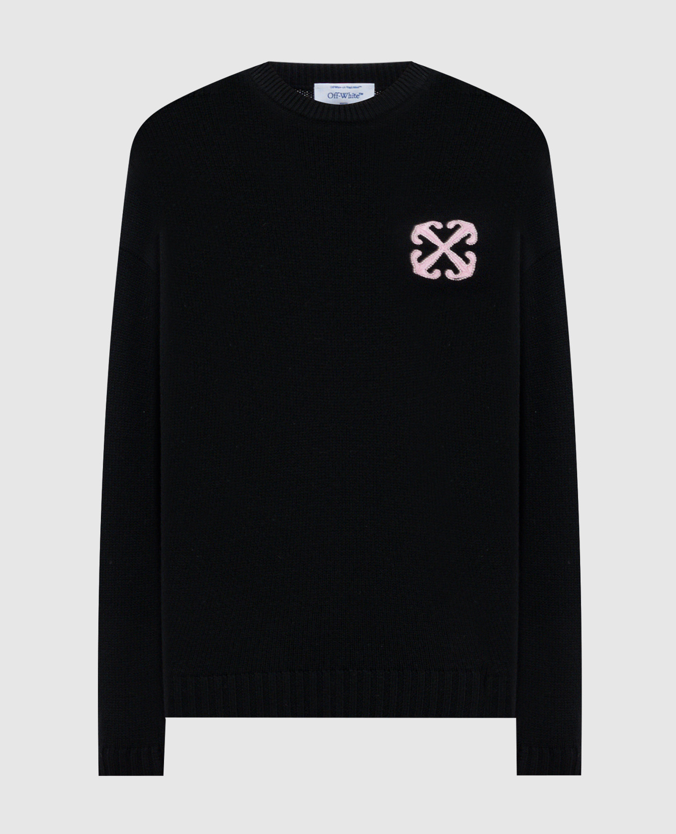 

Черный свитер из шерсти и кашемира с вышивкой логотипа., Свитера