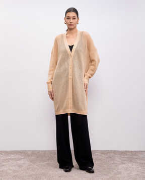 Allude Бежевий ажурний кардиган з вовни і кашеміру 25217655