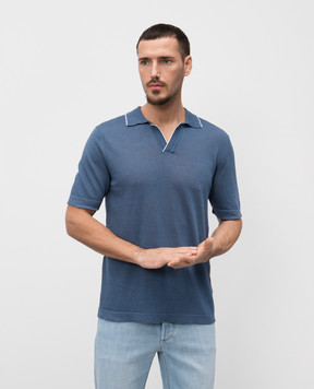 Cashmere&Whiskey Синее поло с леном и кашемиром MU9742312455R