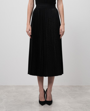 Helmut Lang Чорна спідниця міді з вовною у візерунок монограми логотипа O10HW302