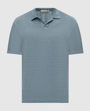 Canali Голубое поло из льна MJ02244T0870
