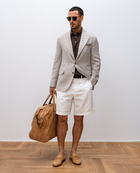 Brunello Cucinelli Коричневое поло с леном M2L00315