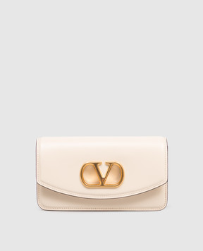 Valentino Бежевий шкіряний клатч Vain з емблемою 7W2B0R71GCB