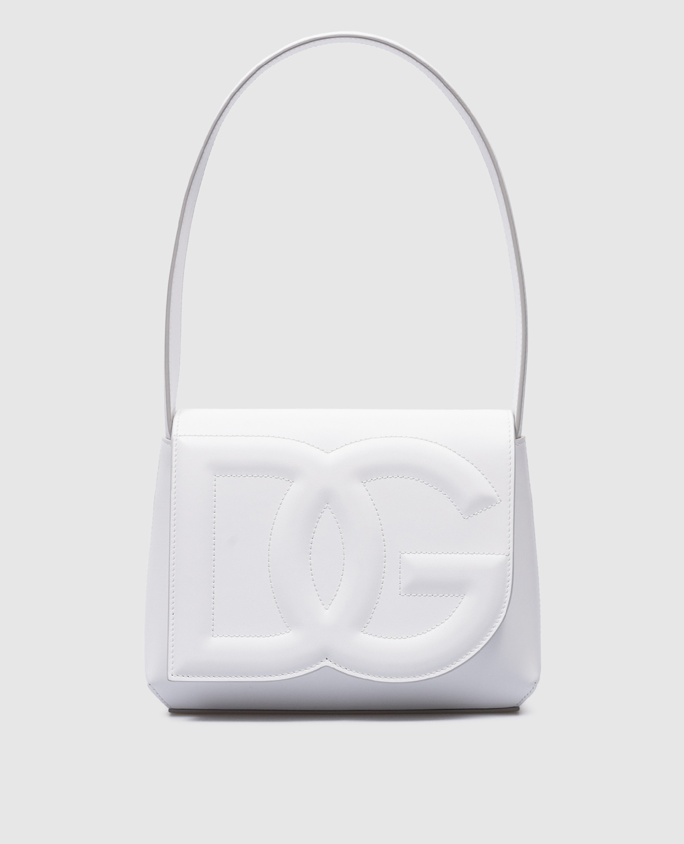 DG Logo white leather bag