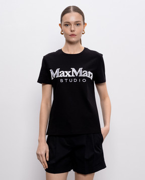Max Mara Чорна футболка WON з вишивкою логотипа WON