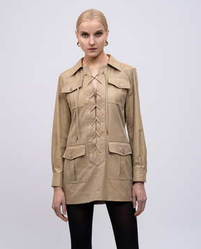Tom Ford Блуза SAFARI кольору хакі з шовком AB3452FAX1215