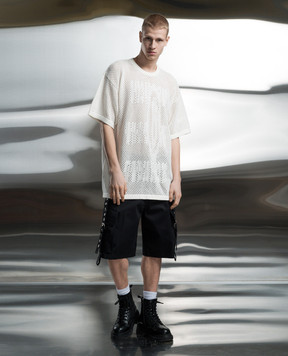 Maison Margiela MM6 Белая ажурная футболка с узором логотипа SH2HL0010M13013