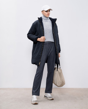 Max Mara Синий двухсторонний пуховик DANTE с шерстью верблюда DANTE