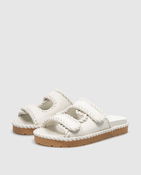 Bottega Veneta Белые шлепанцы Jack Flat с окантовкой 787003VBSDJ