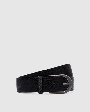 Brunello Cucinelli Черный кожаный ремень с цепочкой мониль M0JUMC31G