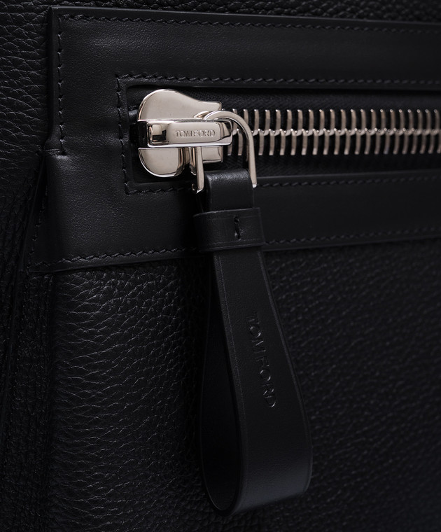 Tom Ford Черный кожаный рюкзак с логотипом H0397LCL213S изображение 4