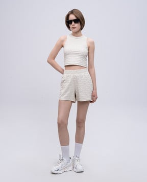 Off-White Бежеві шорти у візерунок логотипа OWCB05FS25JER001
