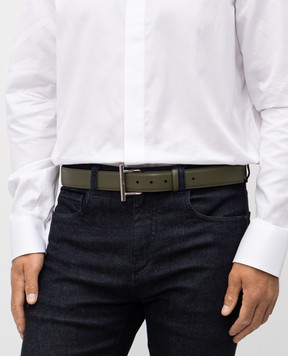 Alexander McQueen Кожаный ремень цвета хаки T-Bar 8052051AAVB