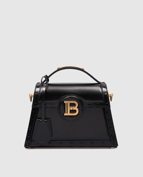 Balmain Чорна шкіряна сумка B-Buzz Dynasty з металевим логотипом CN1DB867LMXN