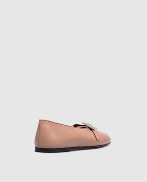 Giuseppe Zanotti Бежевые кожаные балетки Amanda с кристаллами E560012