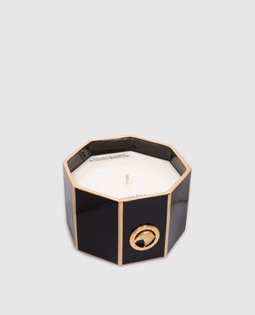 Stefano Ricci Ароматизированная свеча Gold & Black Shiny в фарфоровом подсвечнике с логотипом OACAN003SSHINY3