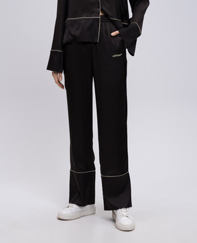 Off-White Коричневі штани з шовком OWCA18KS25FAB002
